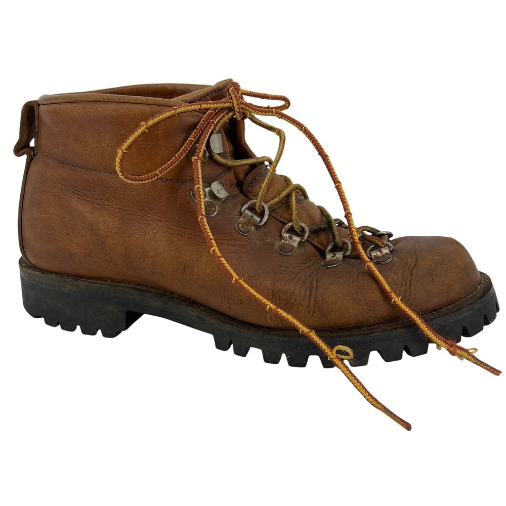 Vintage Danner Leather Hiking Boot Men 8 W 10 Brown Vibram Lug‎ Lace Up 46960